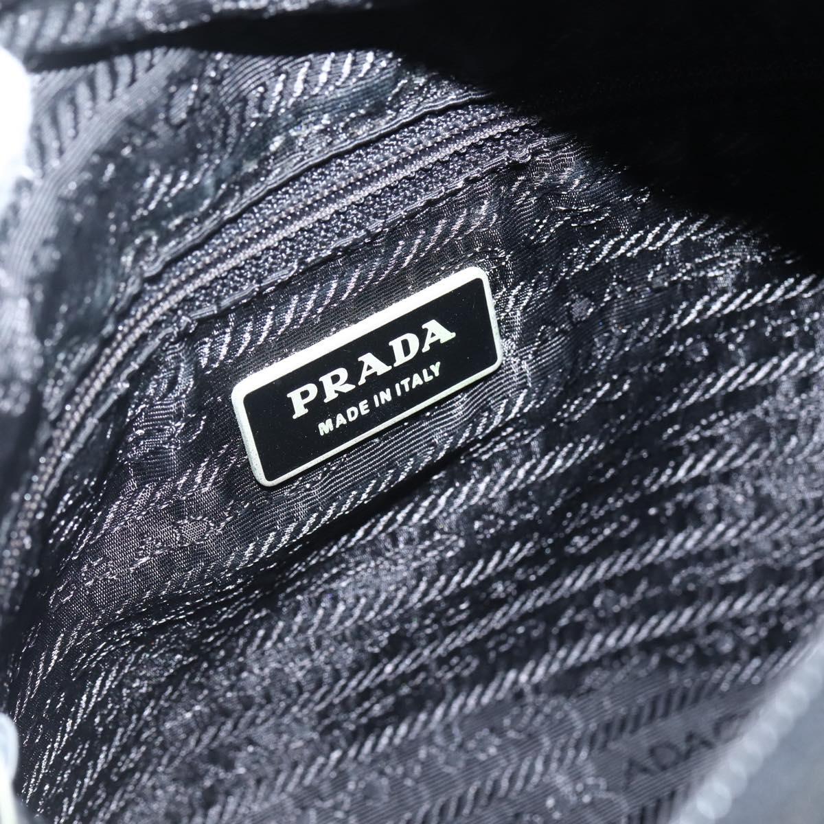 PRADA Chain Shoulder Bag Nylon Black Silver Auth 142007