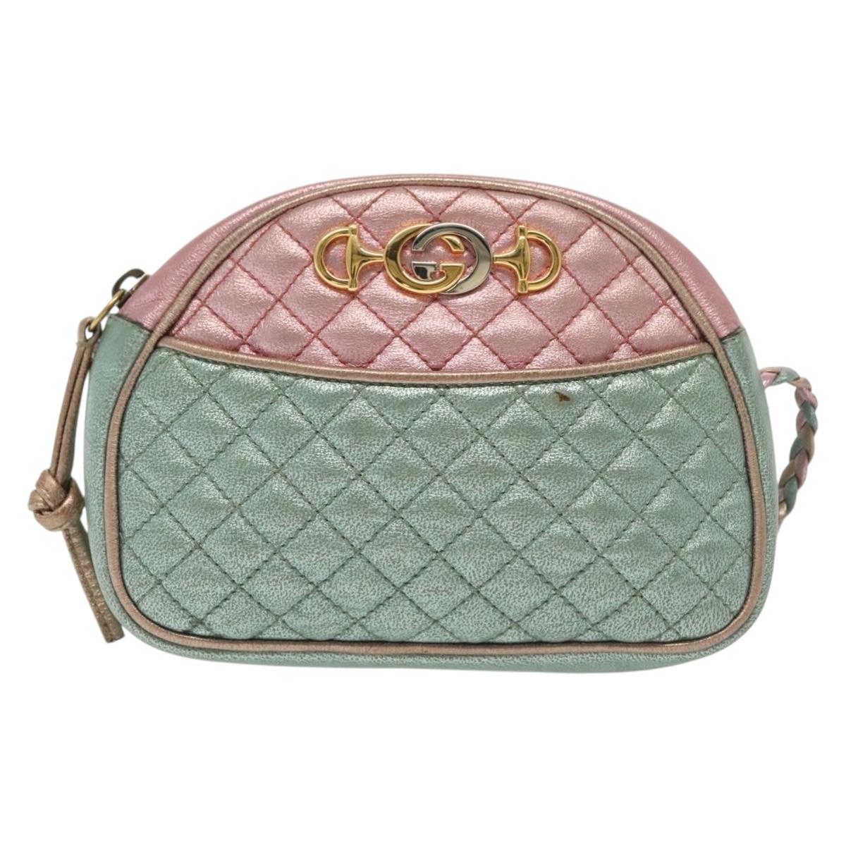 GUCCI Zumi Shoulder Bag Leather Multicolor gold Auth 142011