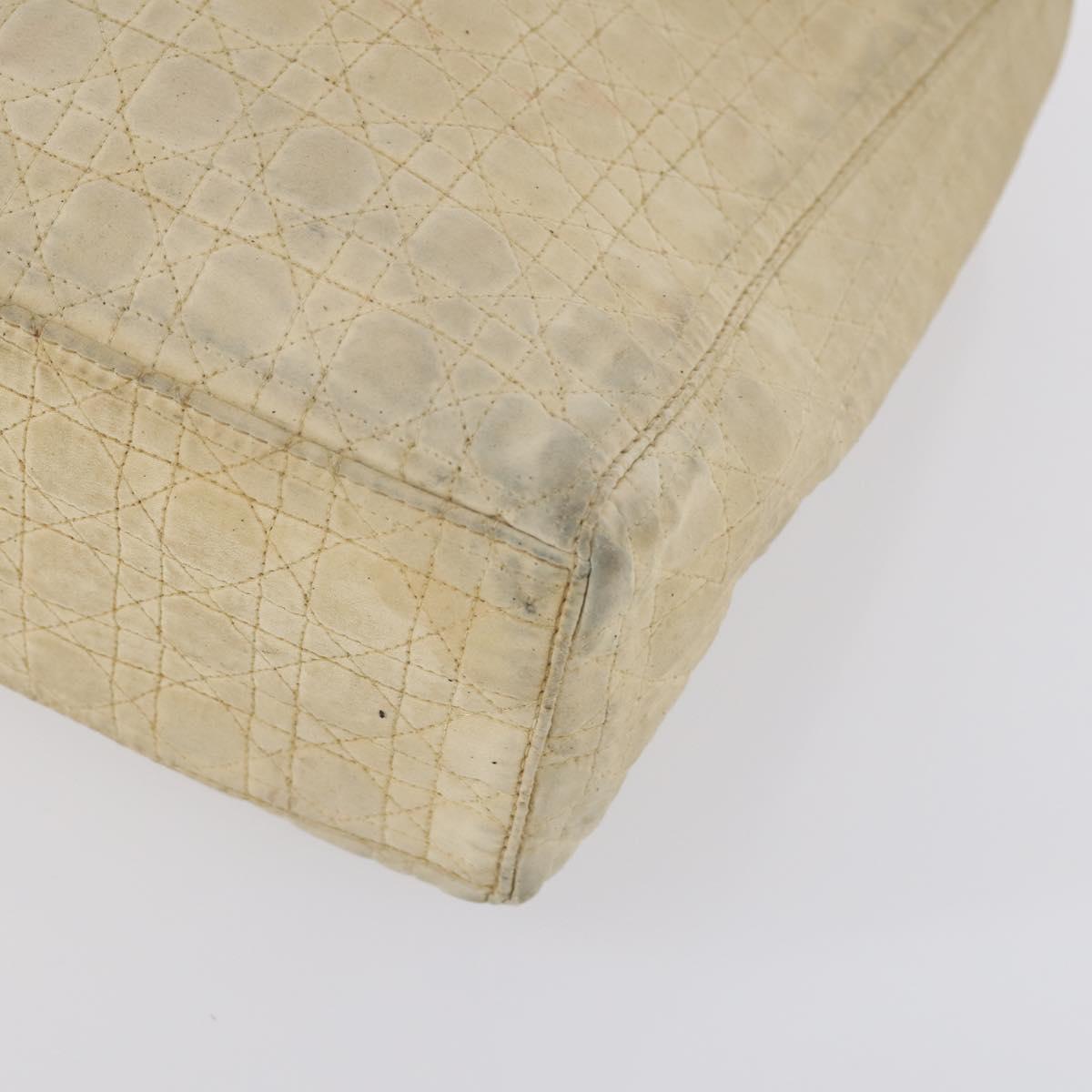 Christian Dior Canage Lady Dior Hand Bag Nylon Beige Gold Auth 142012