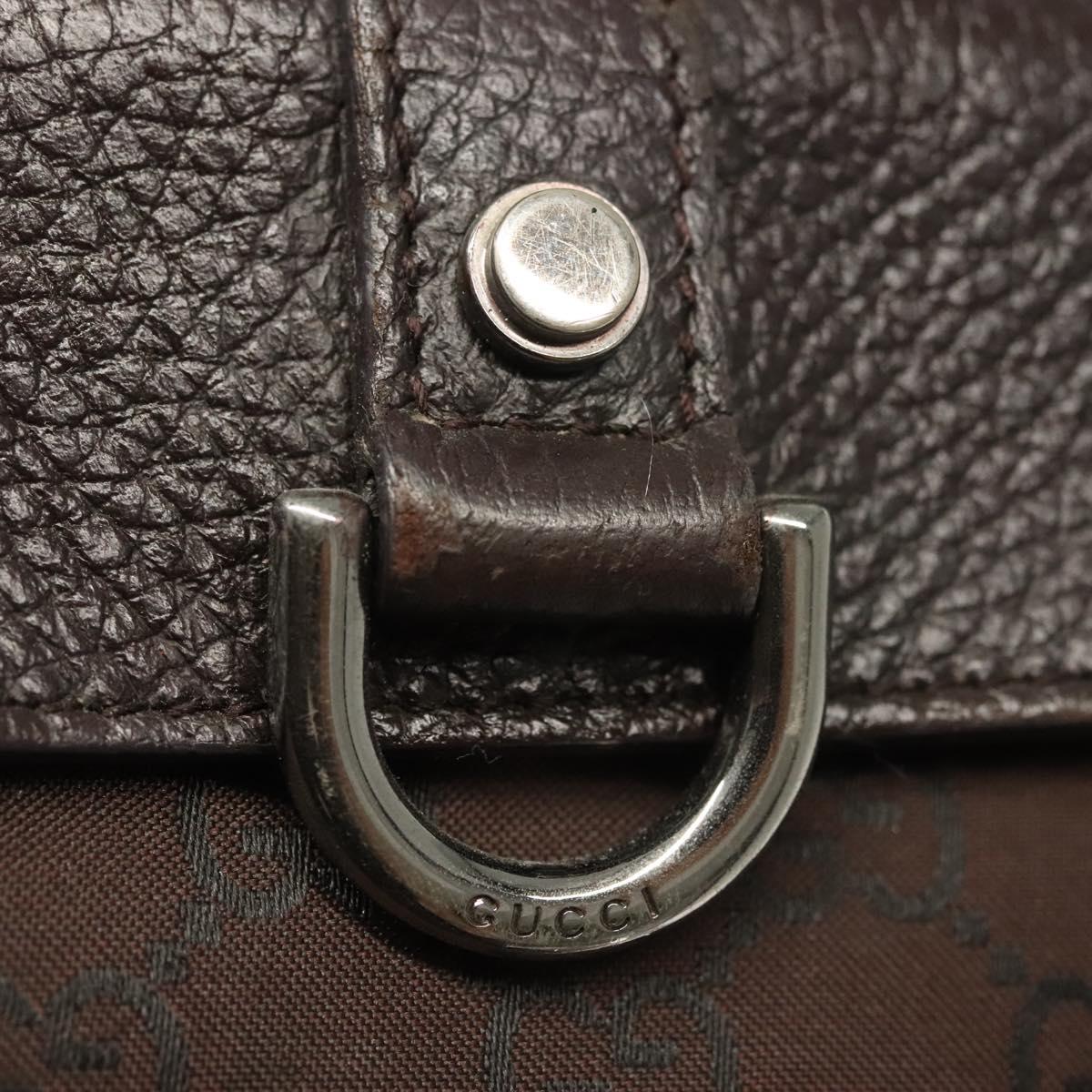 GUCCI GG Canvas Abbey Tote Bag Nylon Outlet Dark Brown Silver 268639 Auth 142024
