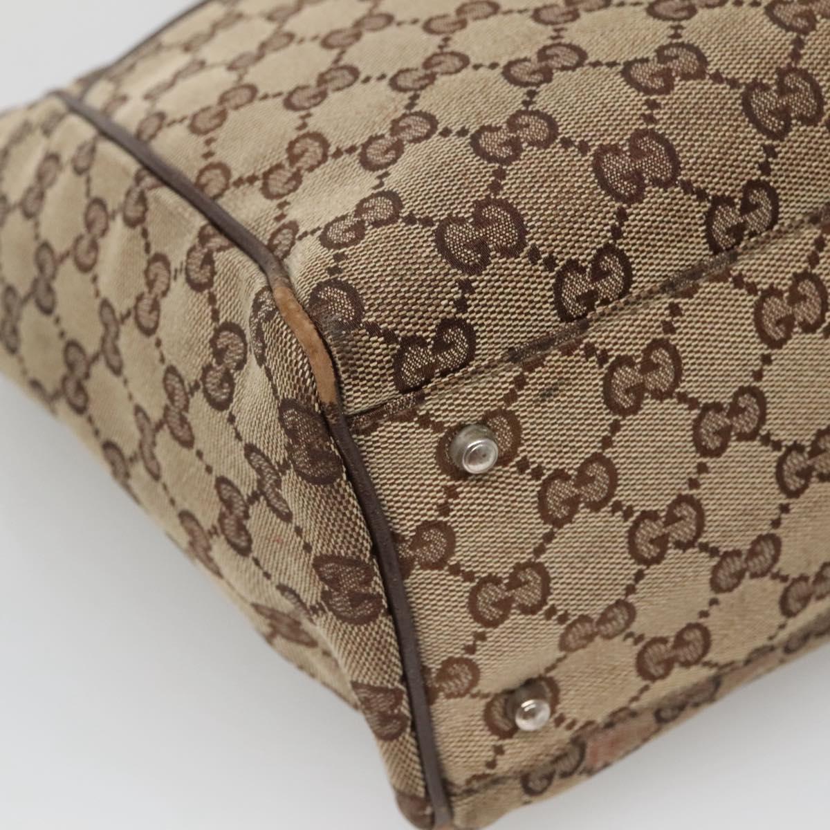 GUCCI GG Canvas Web Sherry Line Tote Bag Beige Silver 145758 Auth 142027