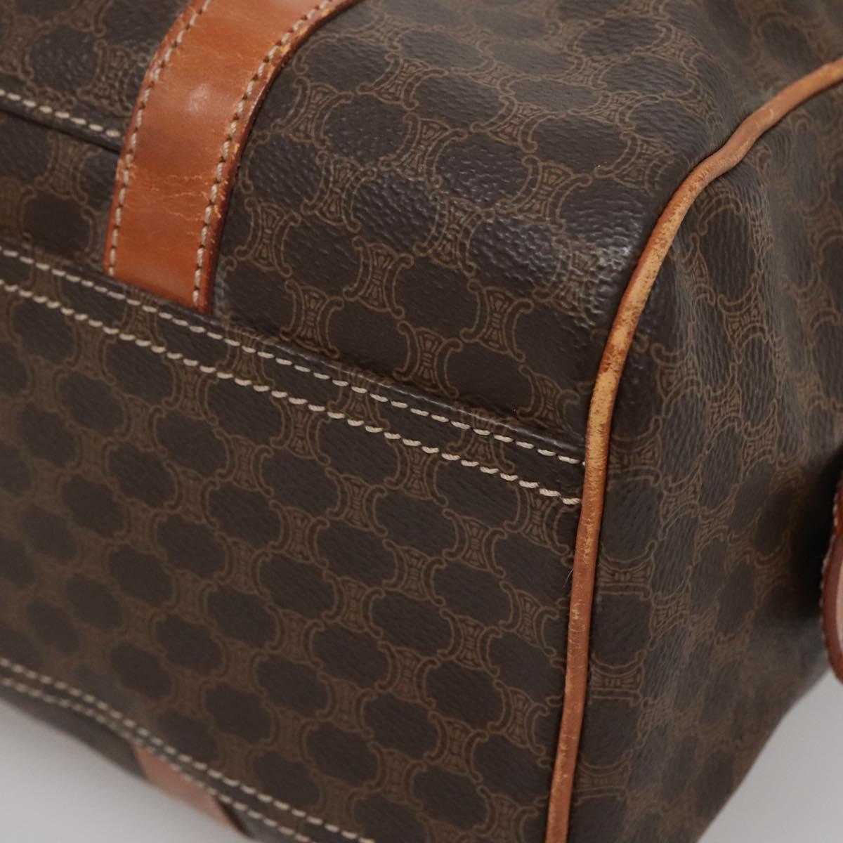 CELINE Macadam Canvas Hand Bag PVC Leather Brown Gold Auth 142031