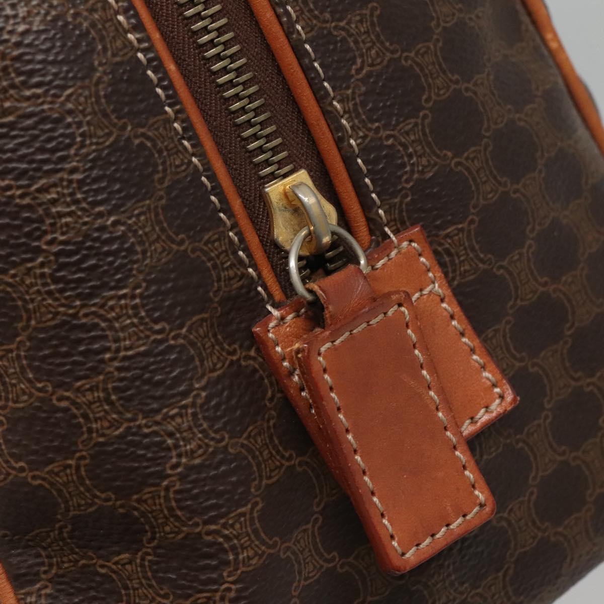 CELINE Macadam Canvas Hand Bag PVC Leather Brown Gold Auth 142031