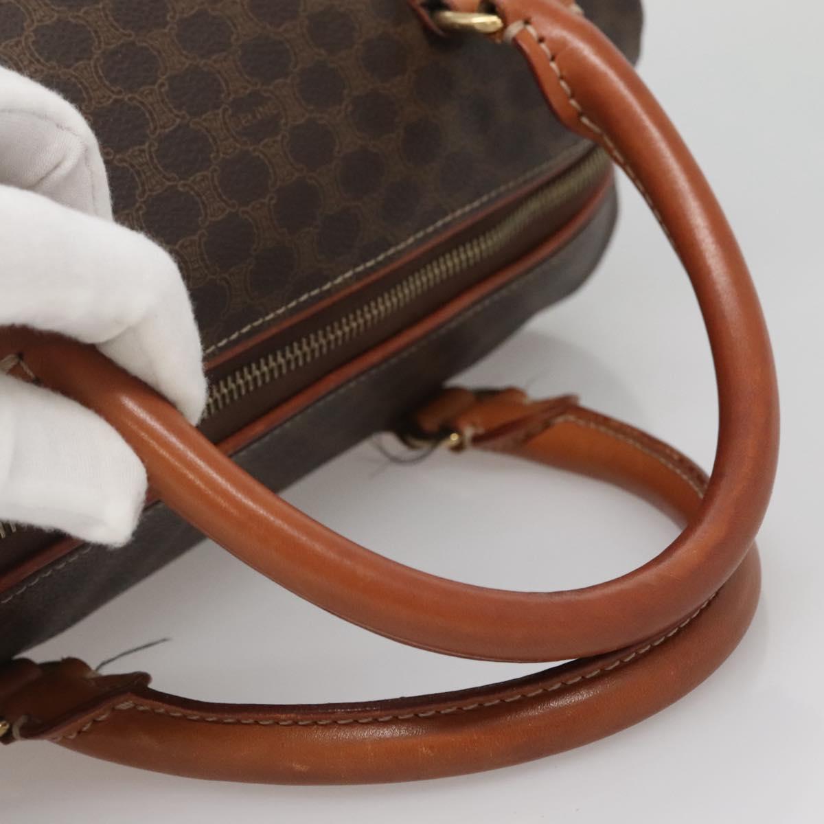 CELINE Macadam Canvas Hand Bag PVC Leather Brown Gold Auth 142031