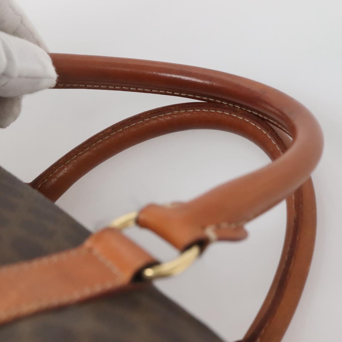 CELINE Macadam Canvas Hand Bag PVC Leather Brown Gold Auth 142031