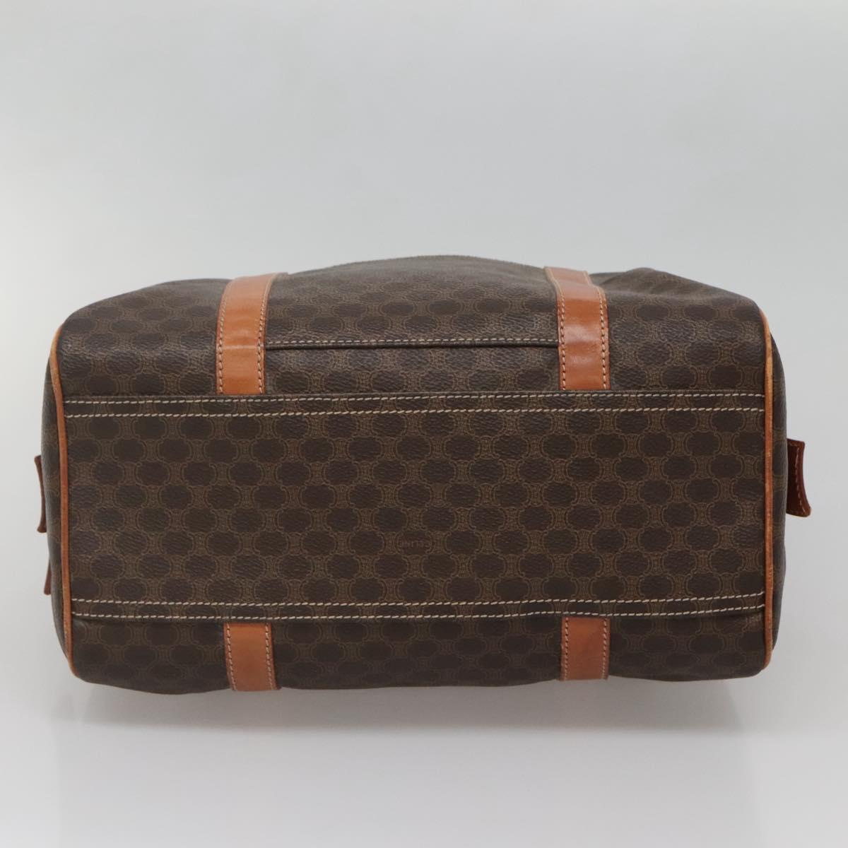 CELINE Macadam Canvas Hand Bag PVC Leather Brown Gold Auth 142031