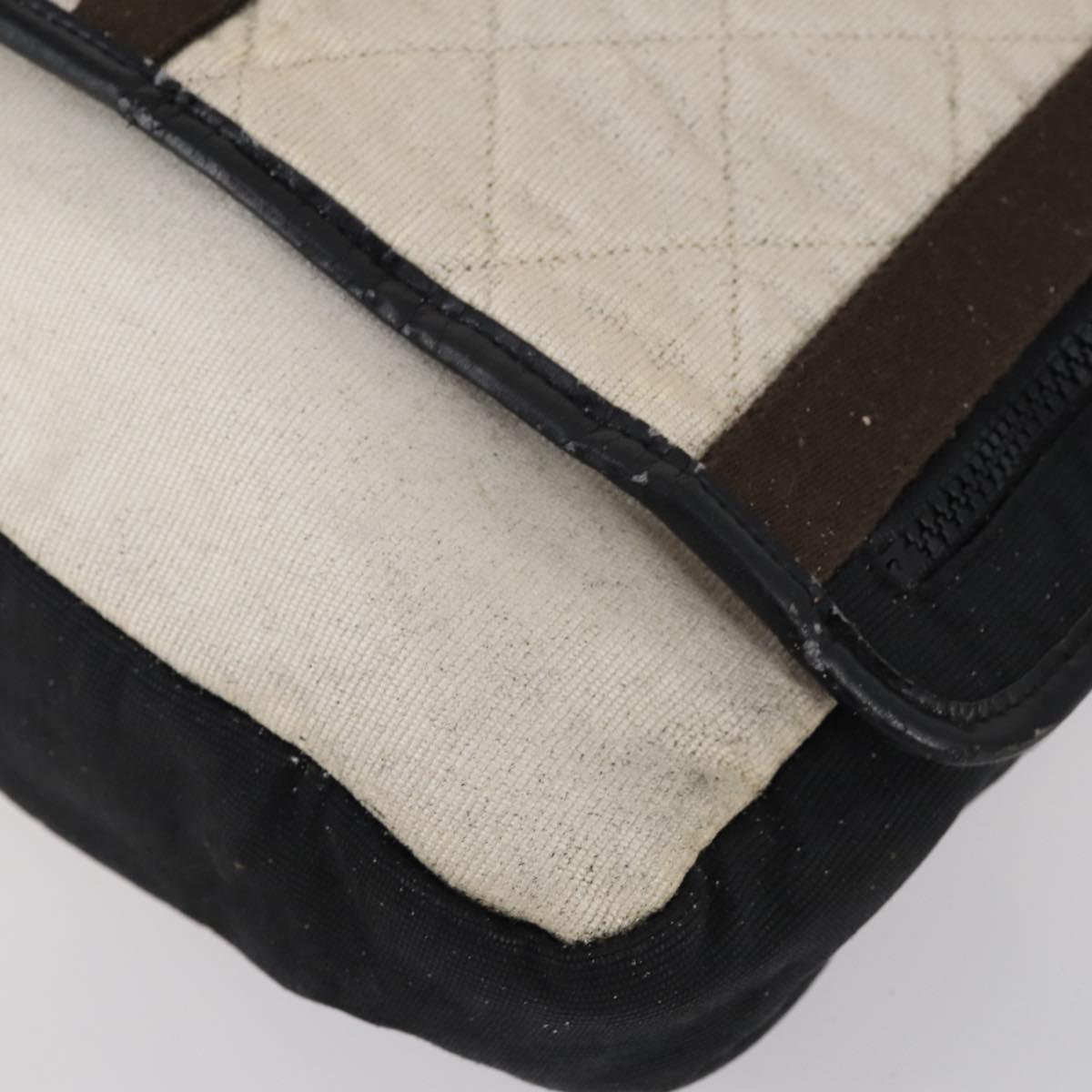 CHANEL Sports Matelasse Shoulder Bag Canvas White Silver CC Auth 142035