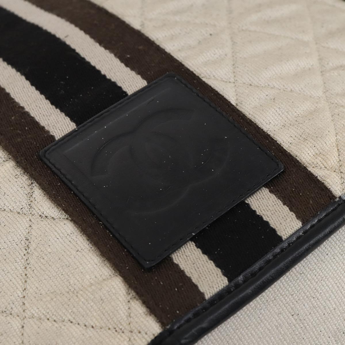 CHANEL Sports Matelasse Shoulder Bag Canvas White Silver CC Auth 142035