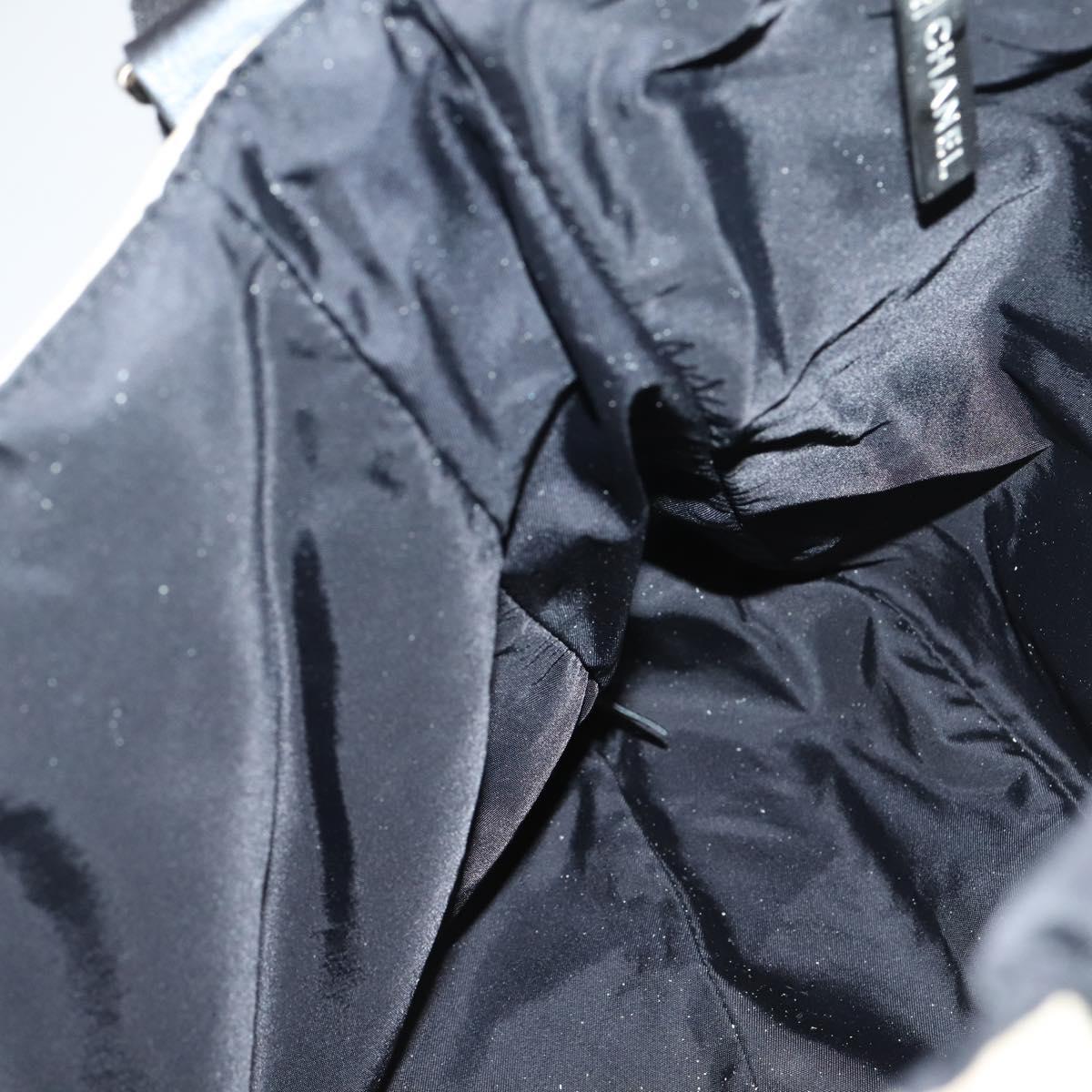 CHANEL Sports Matelasse Shoulder Bag Canvas White Silver CC Auth 142035