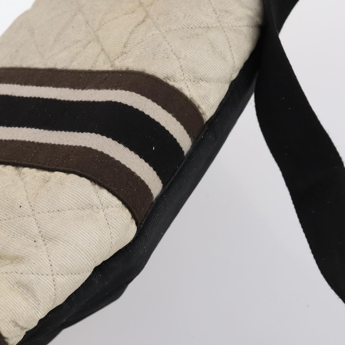 CHANEL Sports Matelasse Shoulder Bag Canvas White Silver CC Auth 142035