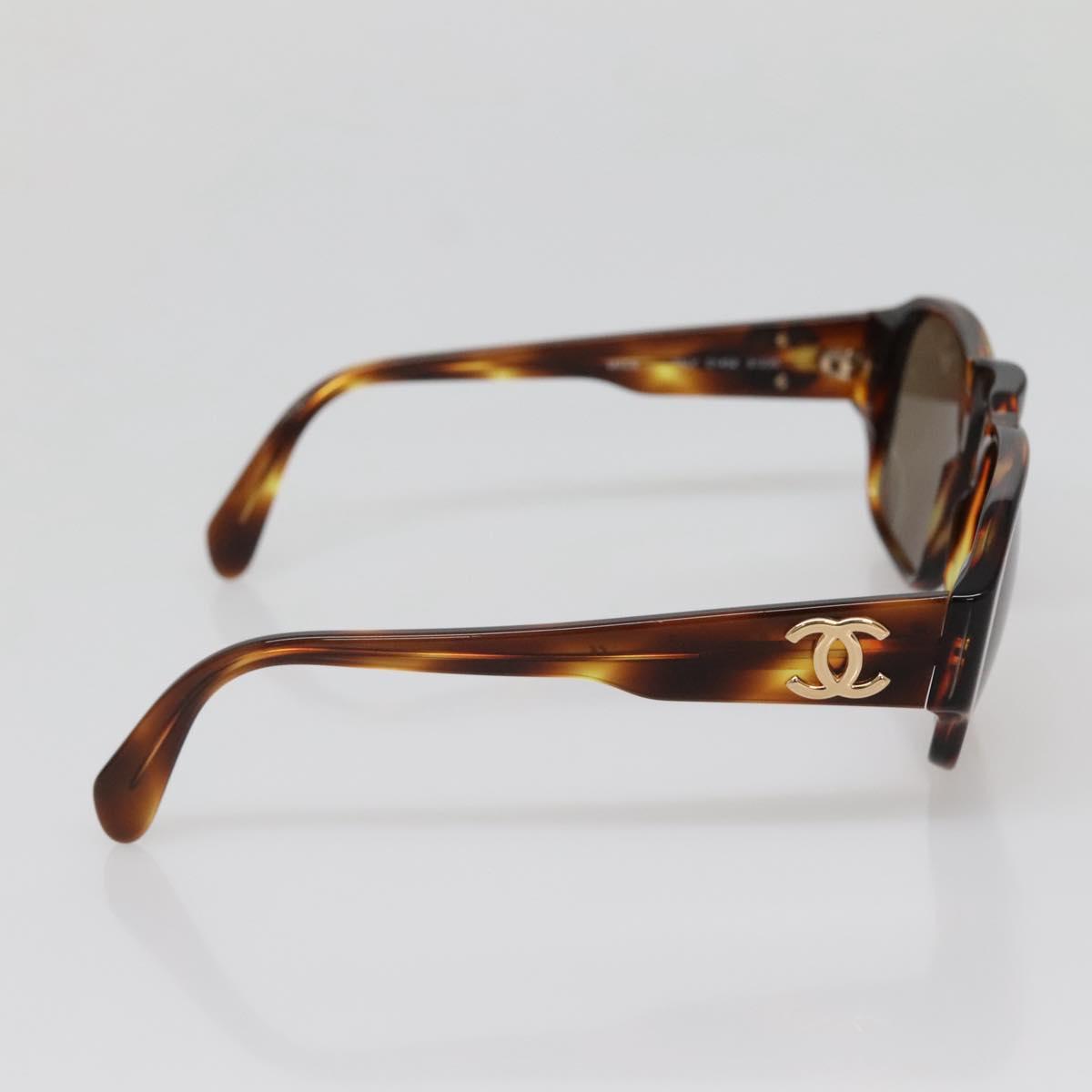 CHANEL COCO Mark Sunglasses Plastic Brown CC Auth 142047