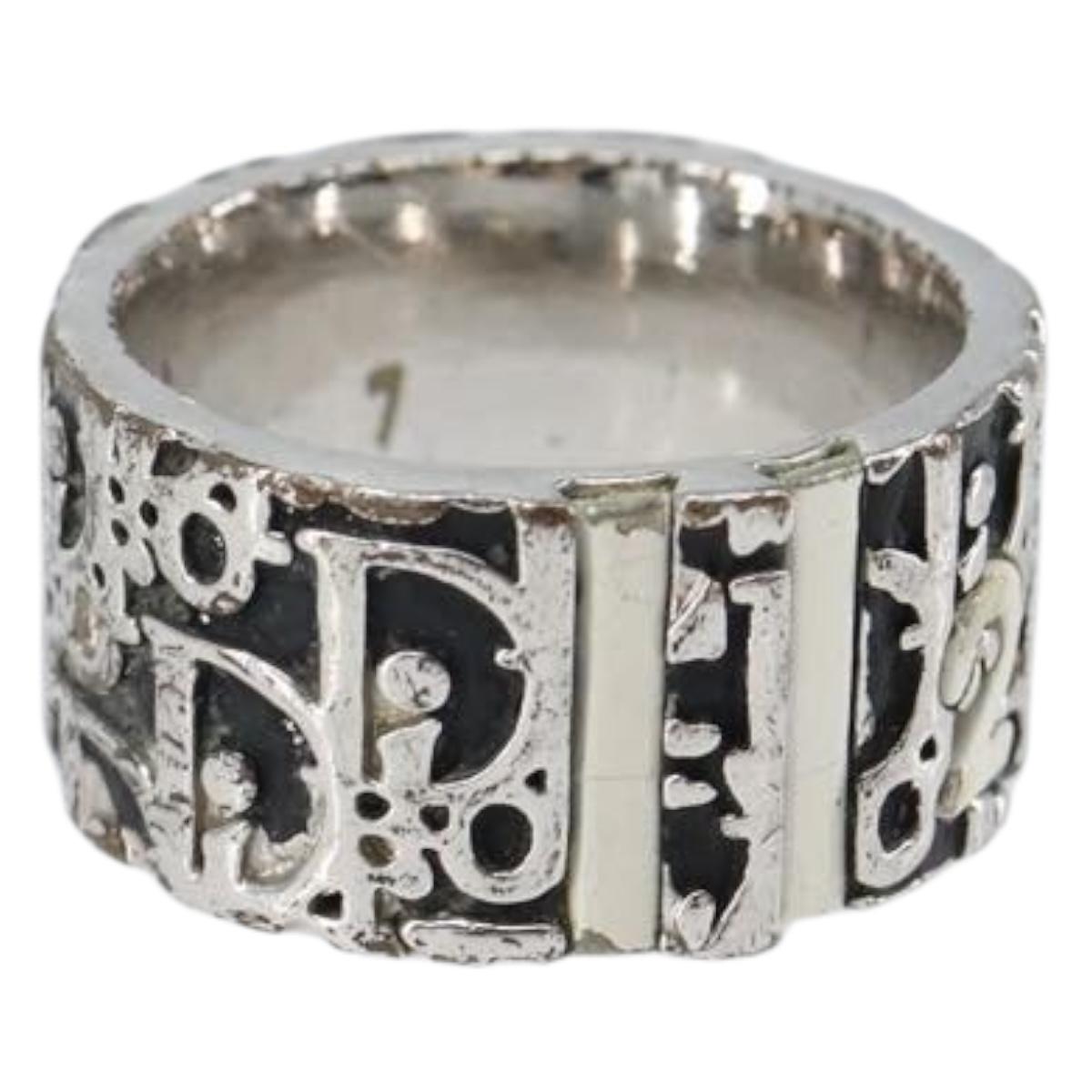 Christian Dior Trotter Ring metal Silver Auth 142048