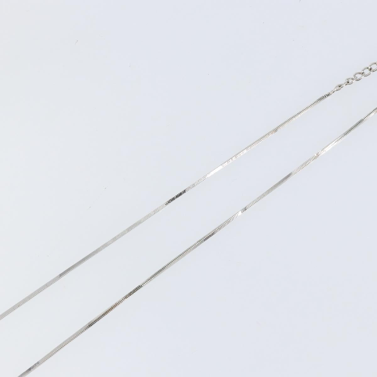 Christian Dior Trotter Necklace metal Silver Light Blue Auth 142063