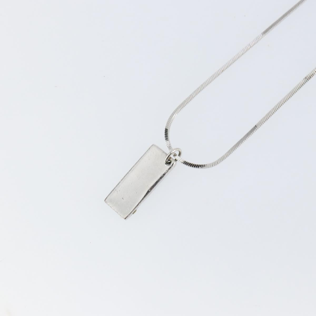 Christian Dior Trotter Necklace metal Silver Light Blue Auth 142063