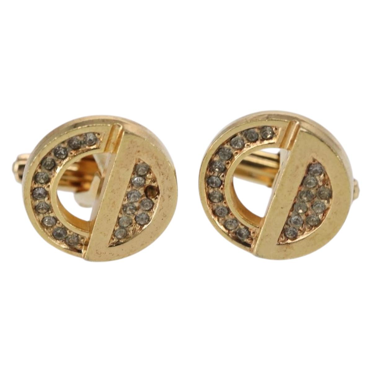 Christian Dior Cuffs & Tie Tack Pins metal Gold Auth 142069