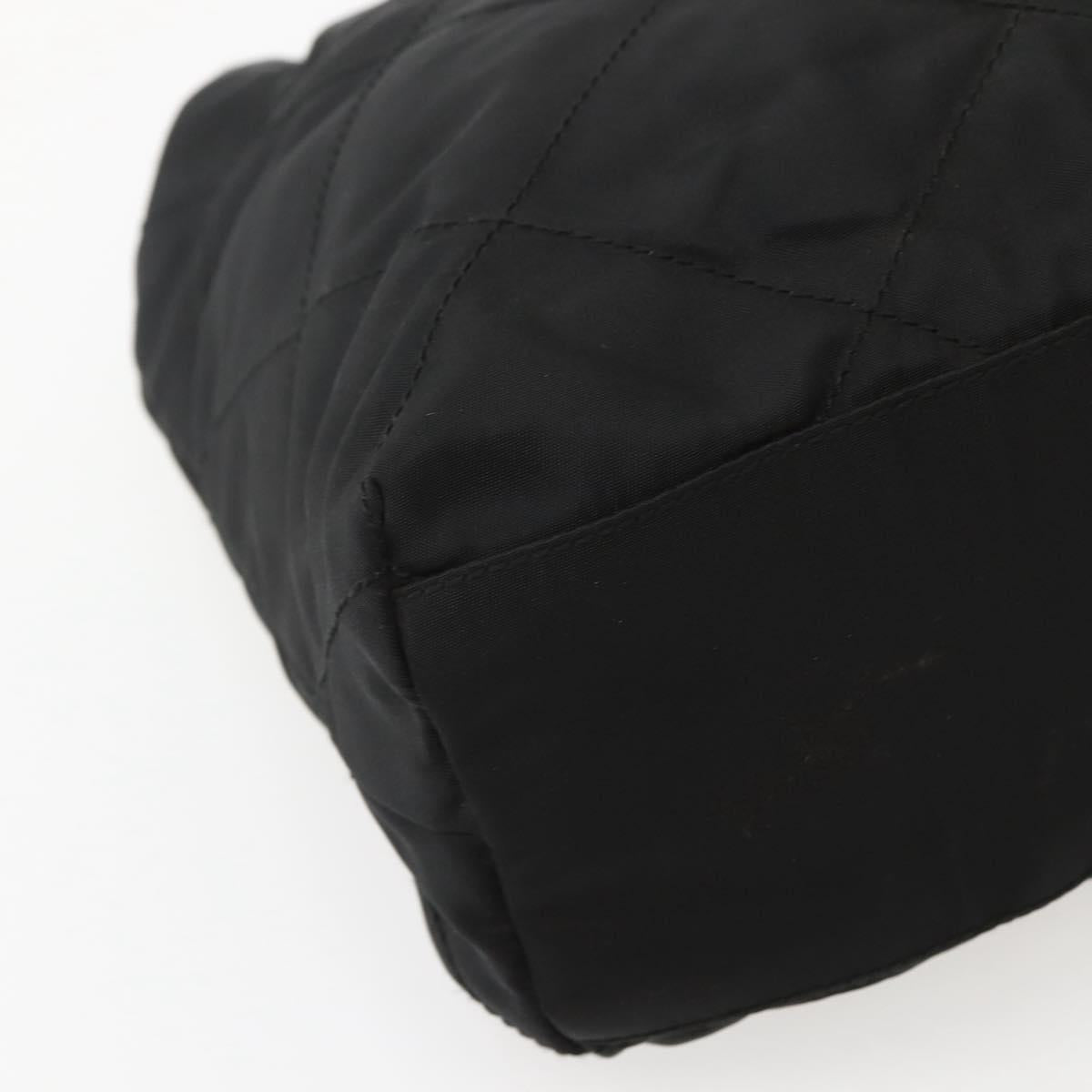 PRADA Chain Shoulder Bag Nylon Black Gold Auth 142072