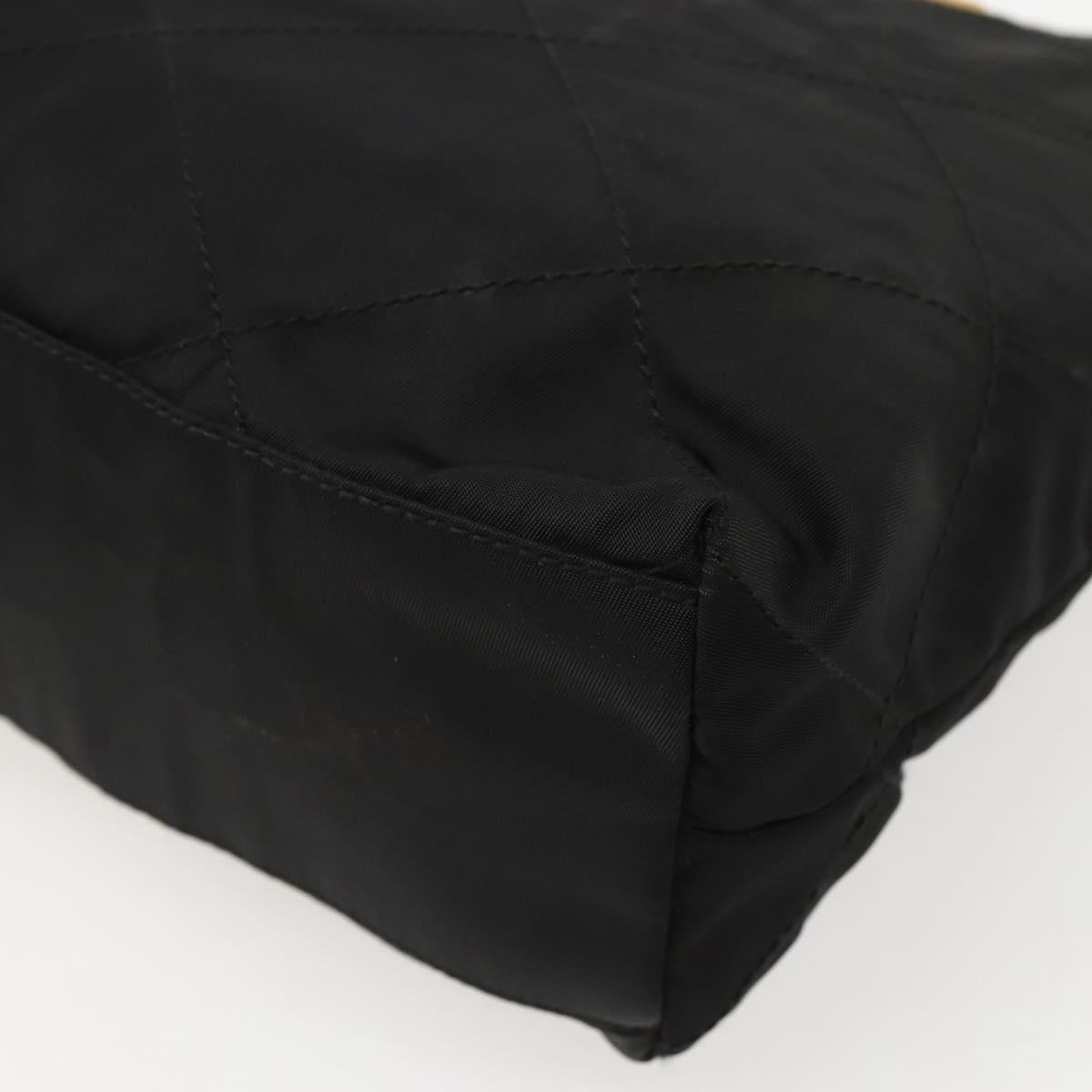 PRADA Chain Shoulder Bag Nylon Black Gold Auth 142072