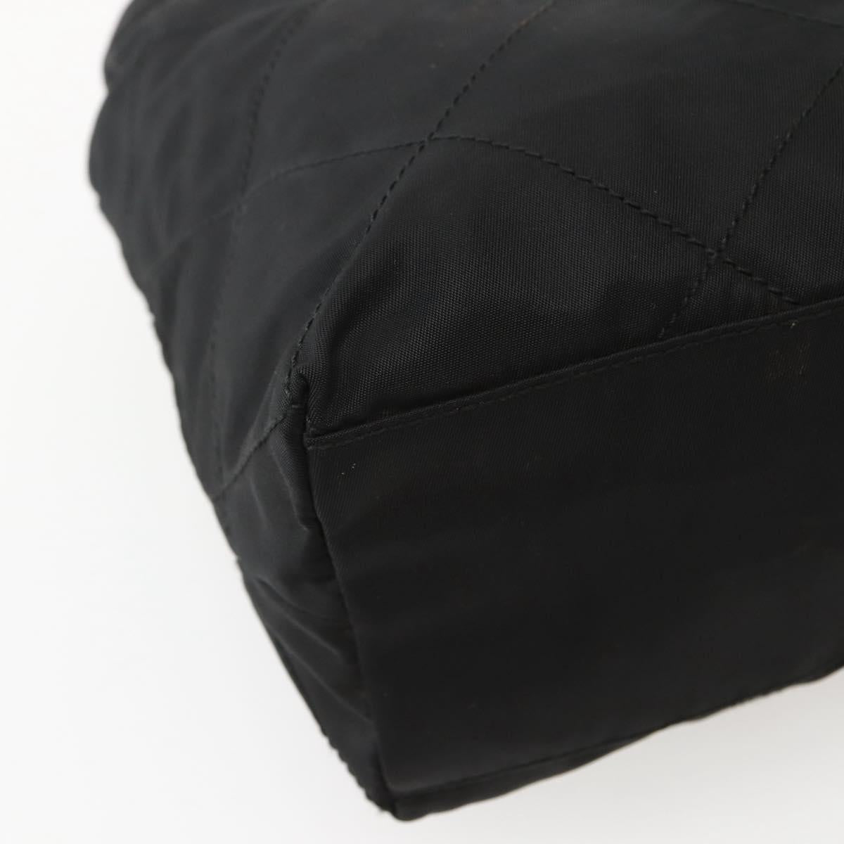 PRADA Chain Shoulder Bag Nylon Black Gold Auth 142072