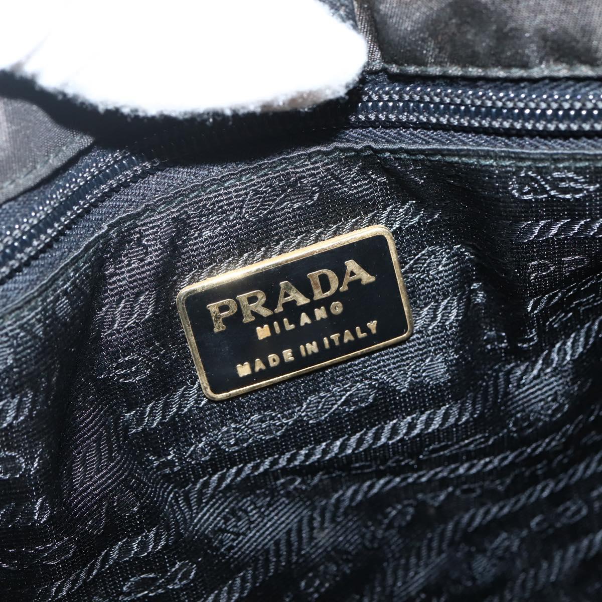 PRADA Chain Shoulder Bag Nylon Black Gold Auth 142072