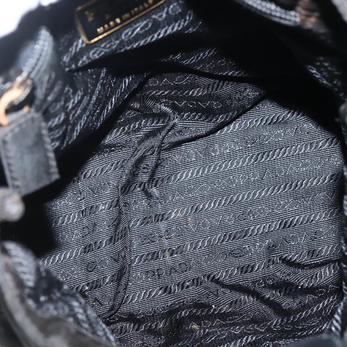 PRADA Chain Shoulder Bag Nylon Black Gold Auth 142072