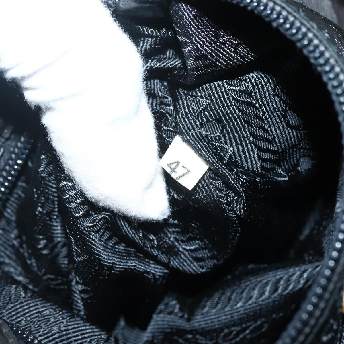 PRADA Chain Shoulder Bag Nylon Black Gold Auth 142072