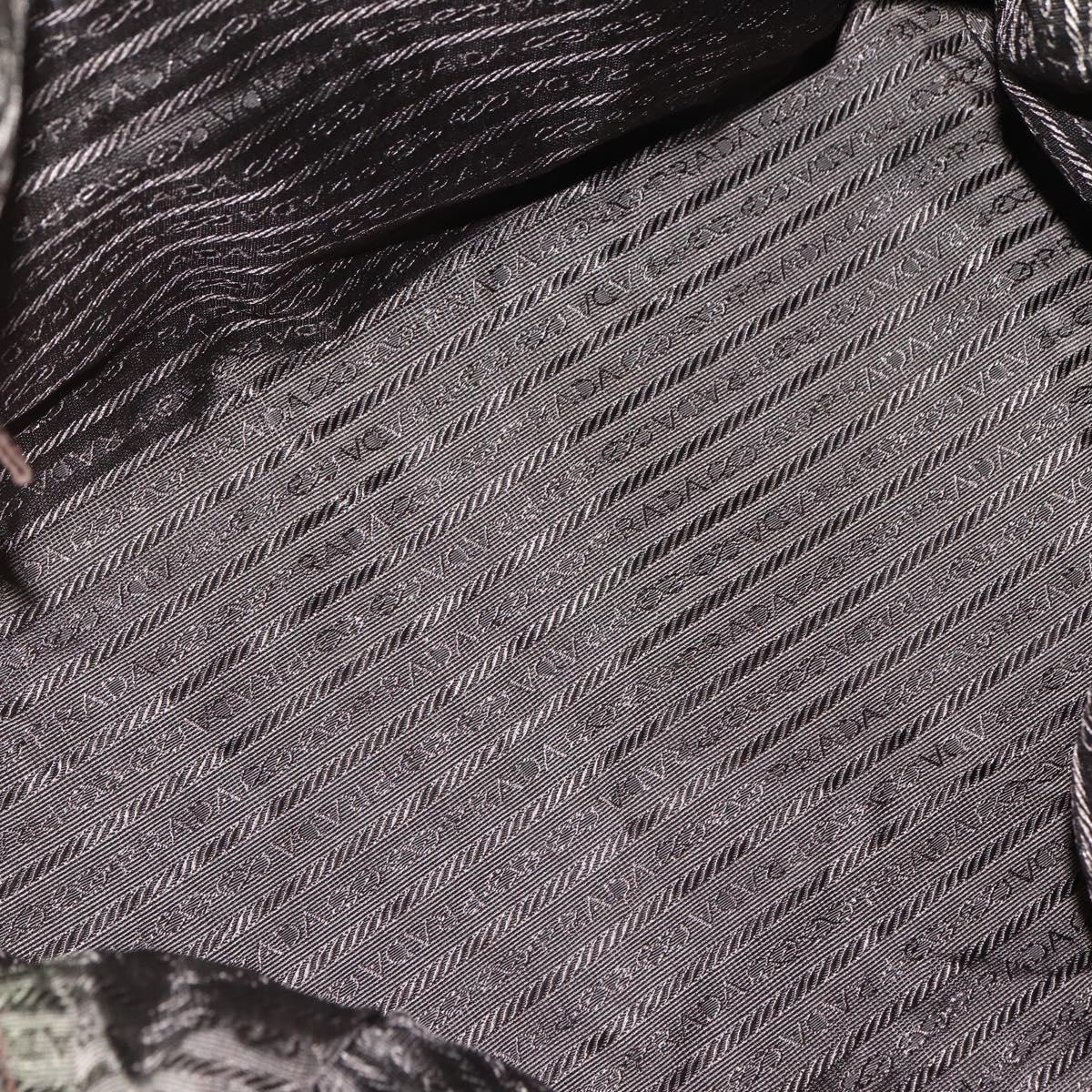 PRADA Chain Hand Bag Nylon Brown Gold Auth 142074