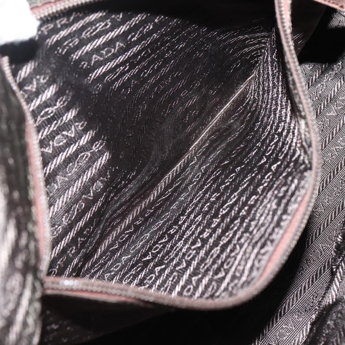 PRADA Chain Hand Bag Nylon Brown Gold Auth 142074