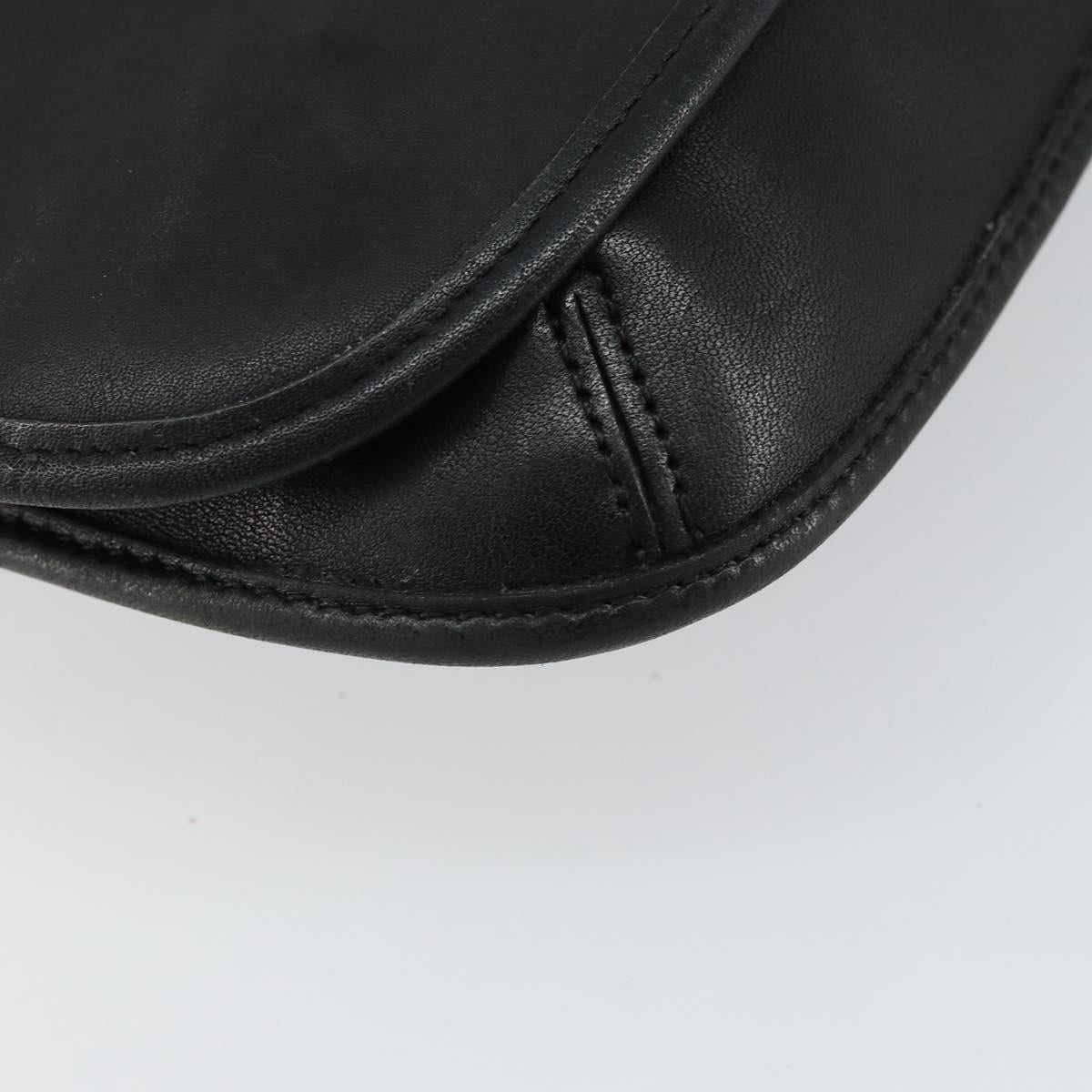 Coach Shoulder Bag Leather Black Gold Auth 142078