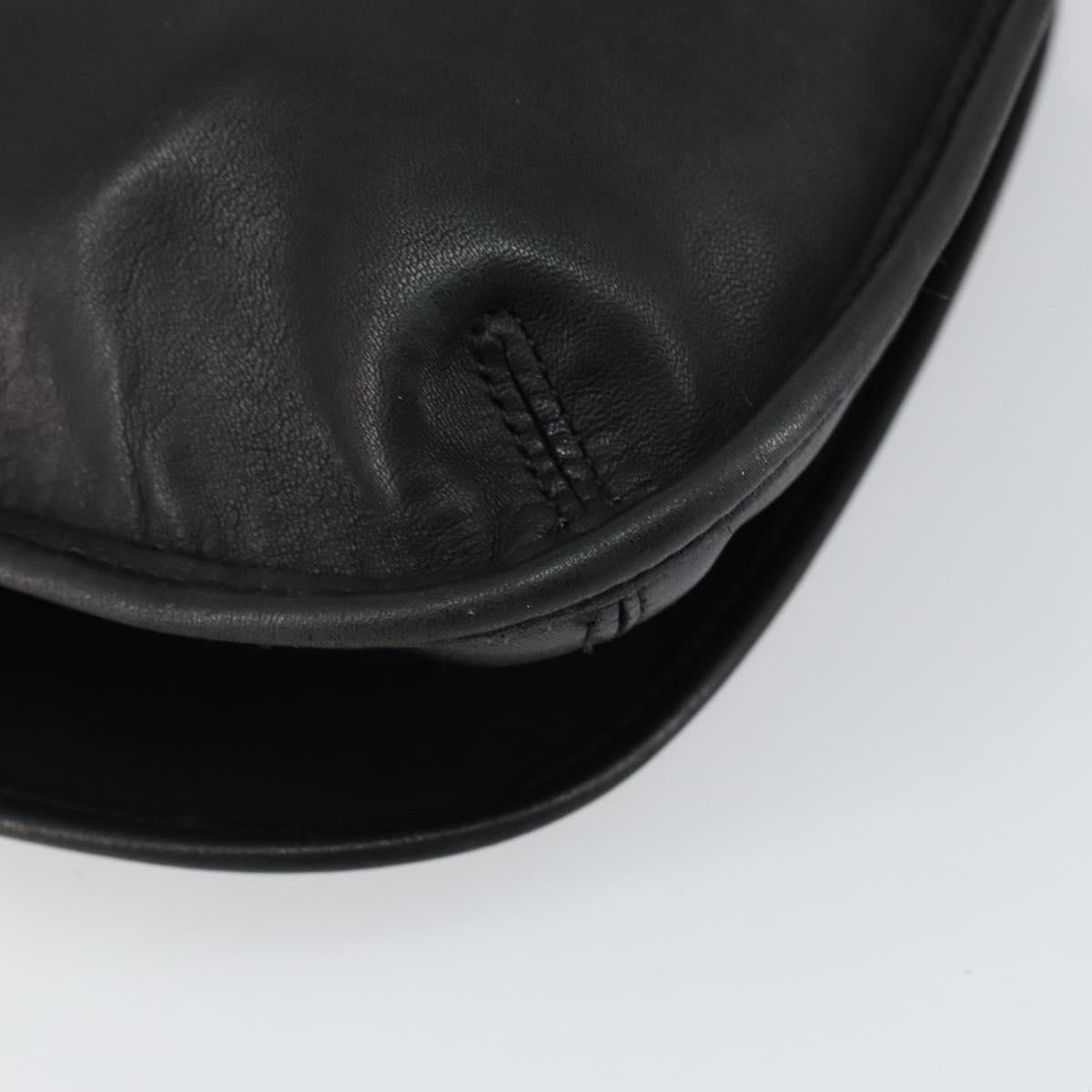 Coach Shoulder Bag Leather Black Gold Auth 142078