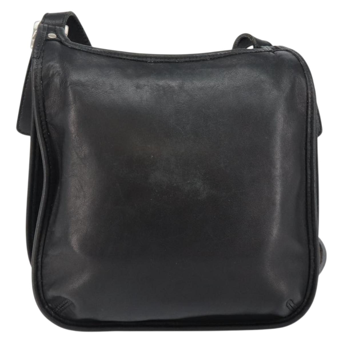 Coach Shoulder Bag Leather Black Gold Auth 142078