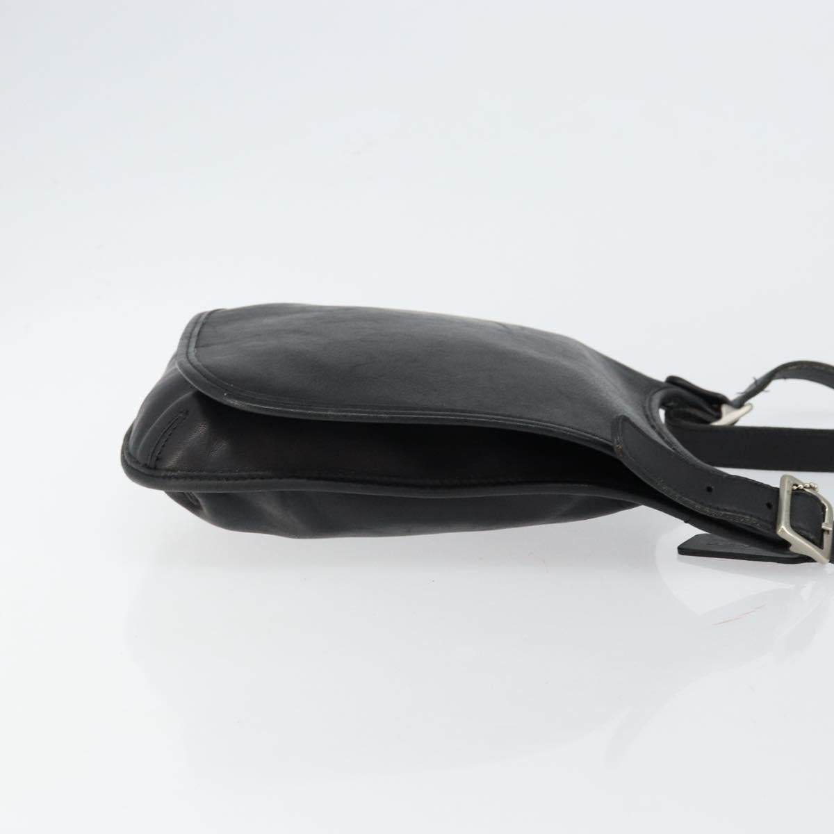 Coach Shoulder Bag Leather Black Gold Auth 142078