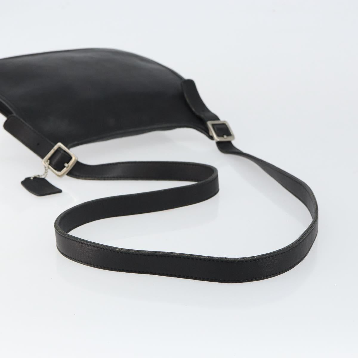 Coach Shoulder Bag Leather Black Gold Auth 142078