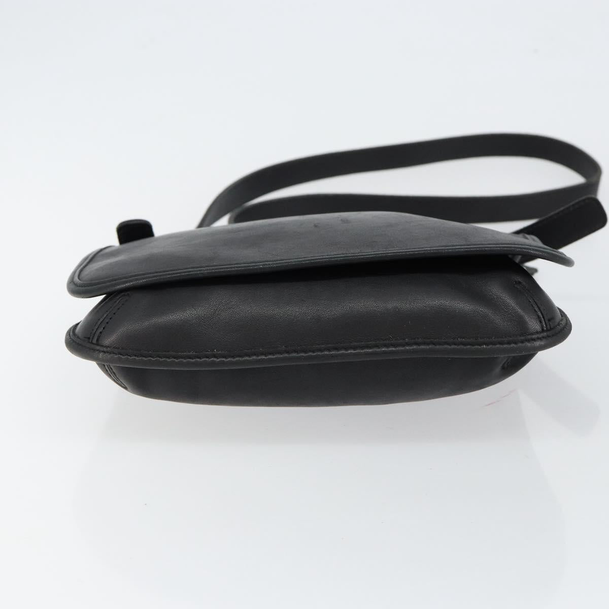 Coach Shoulder Bag Leather Black Gold Auth 142078