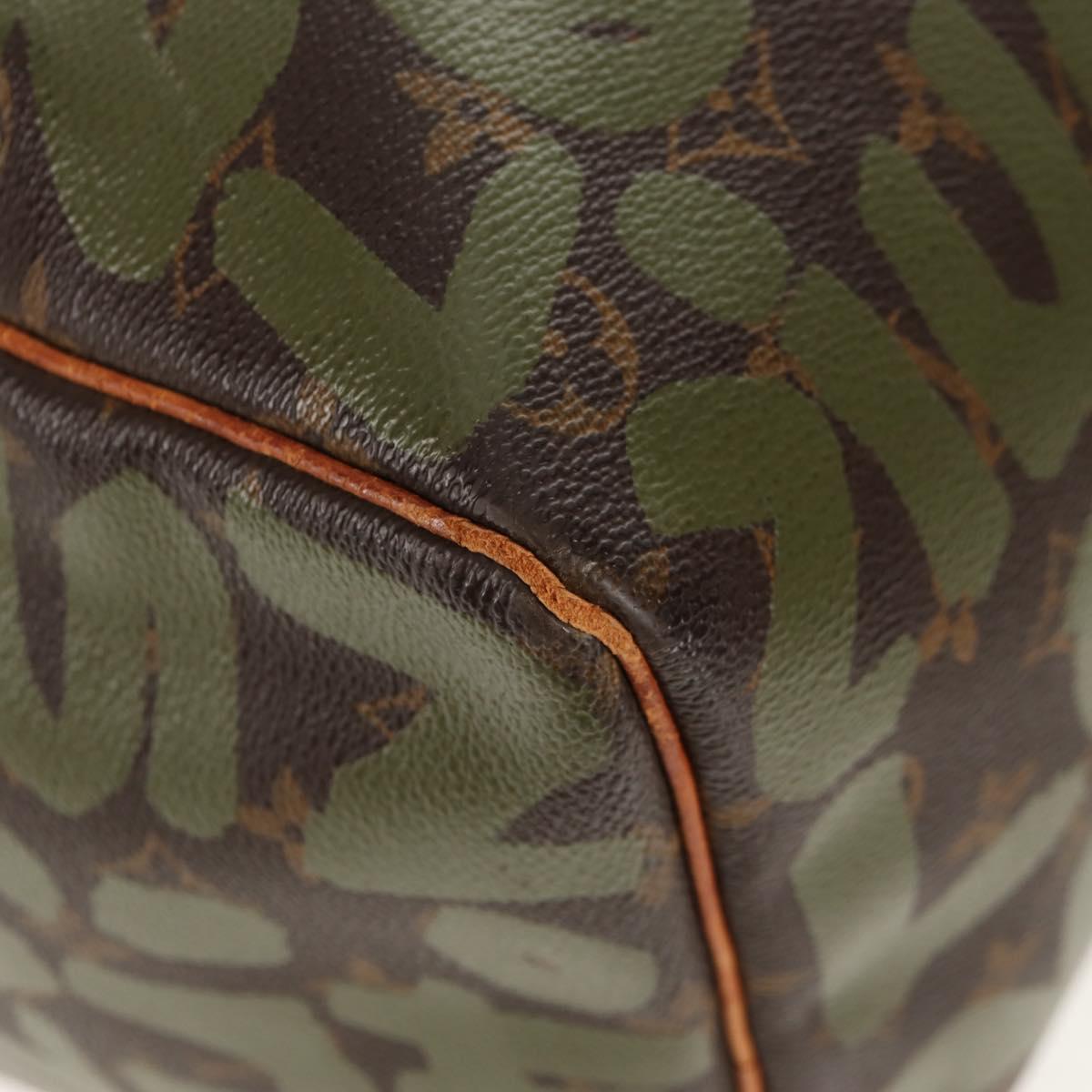 LOUIS VUITTON Monogram Graffiti Keepall 50 Boston Bag Khaki M92196 Auth 142094V