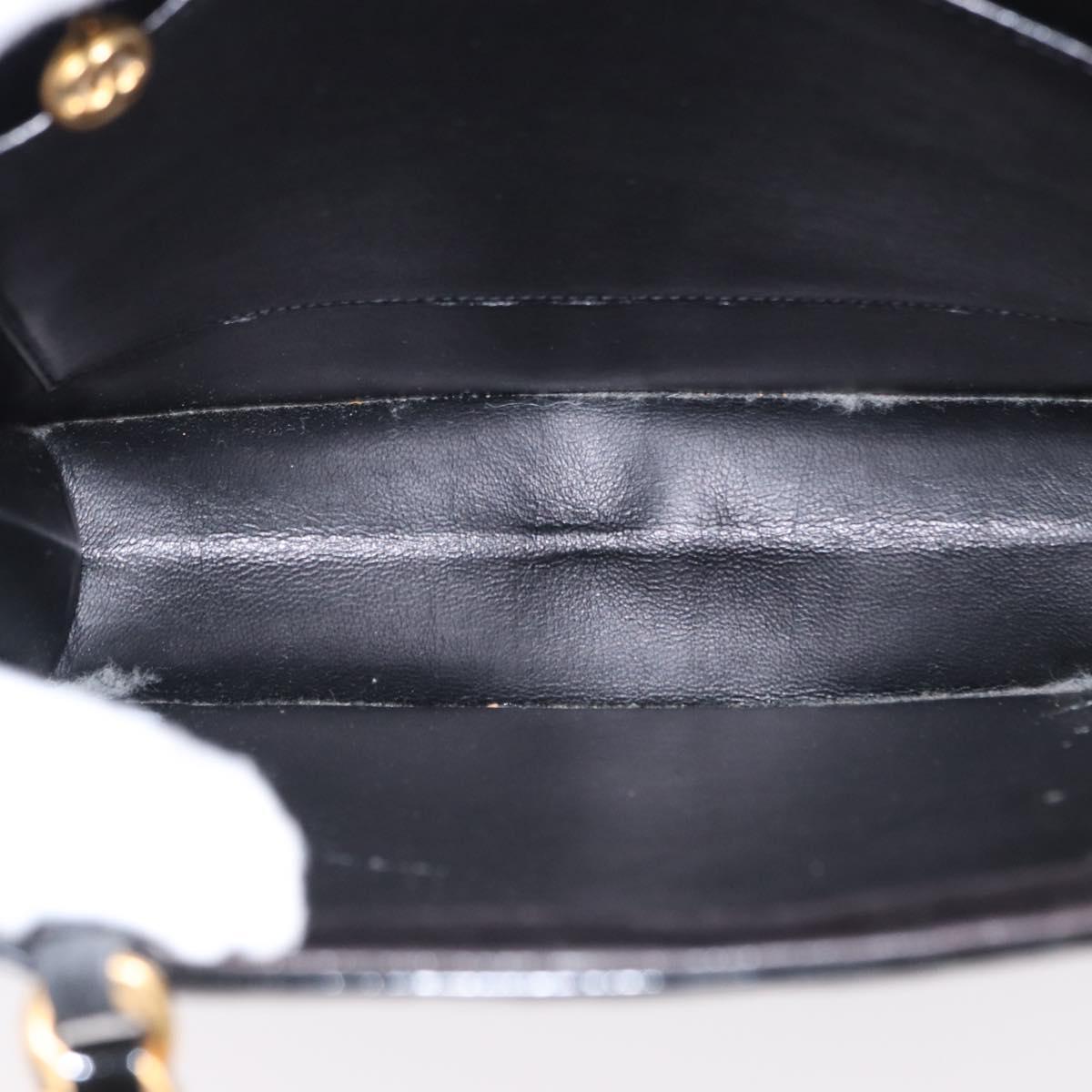 CHANEL Matelasse Chain Hand Bag Patent leather Black Gold CC Auth 142095