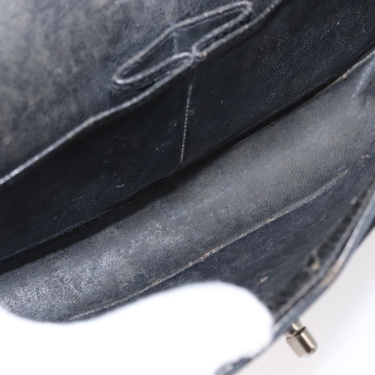 CHANEL Chain Double Flap Matelasse 23 Bag Patent Black Silver CC Auth 142096