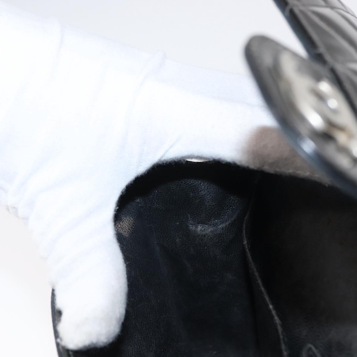 CHANEL Chain Double Flap Matelasse 23 Bag Patent Black Silver CC Auth 142096