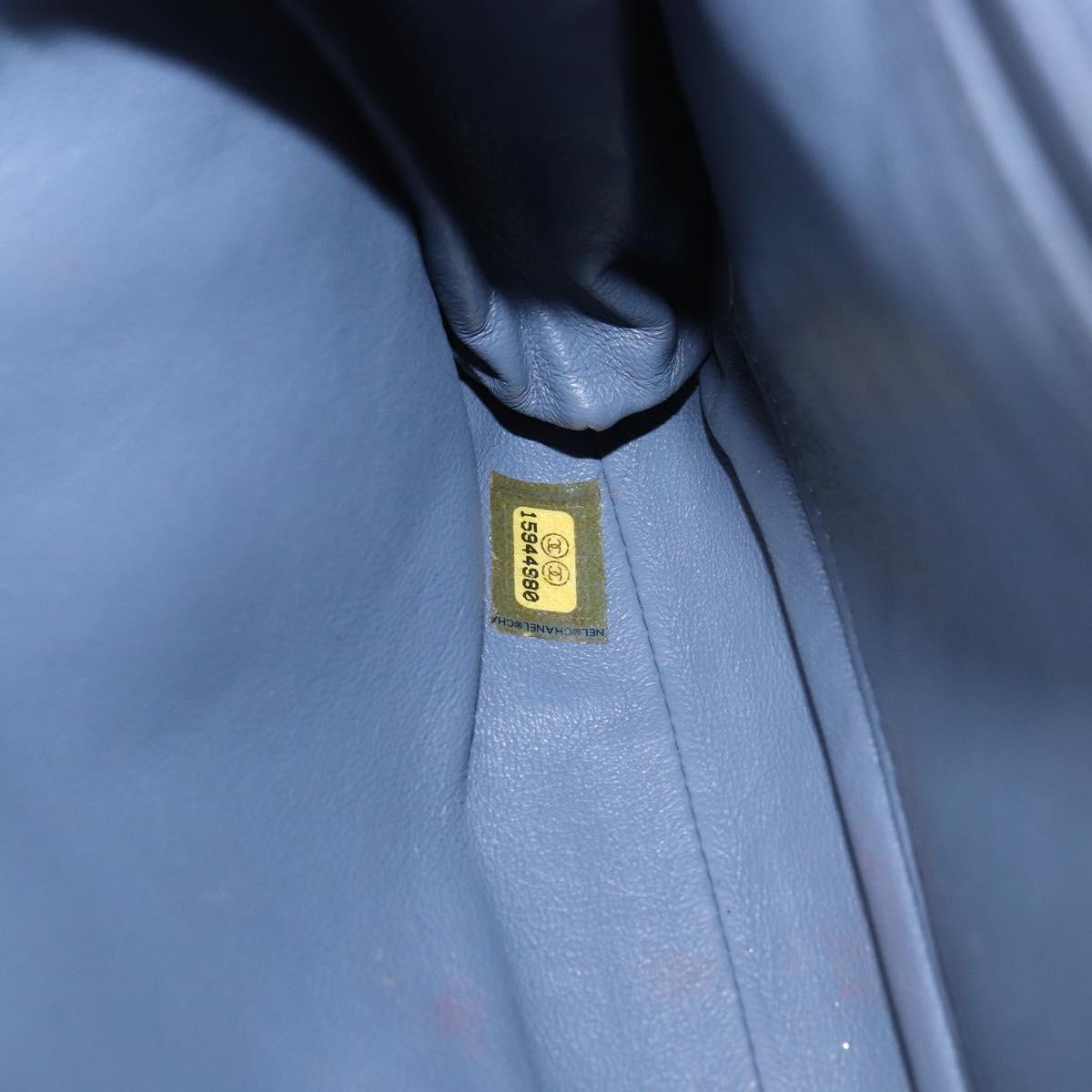 CHANEL Matelasse Chain Shoulder Bag Patent leather Purple Silver CC Auth 142098