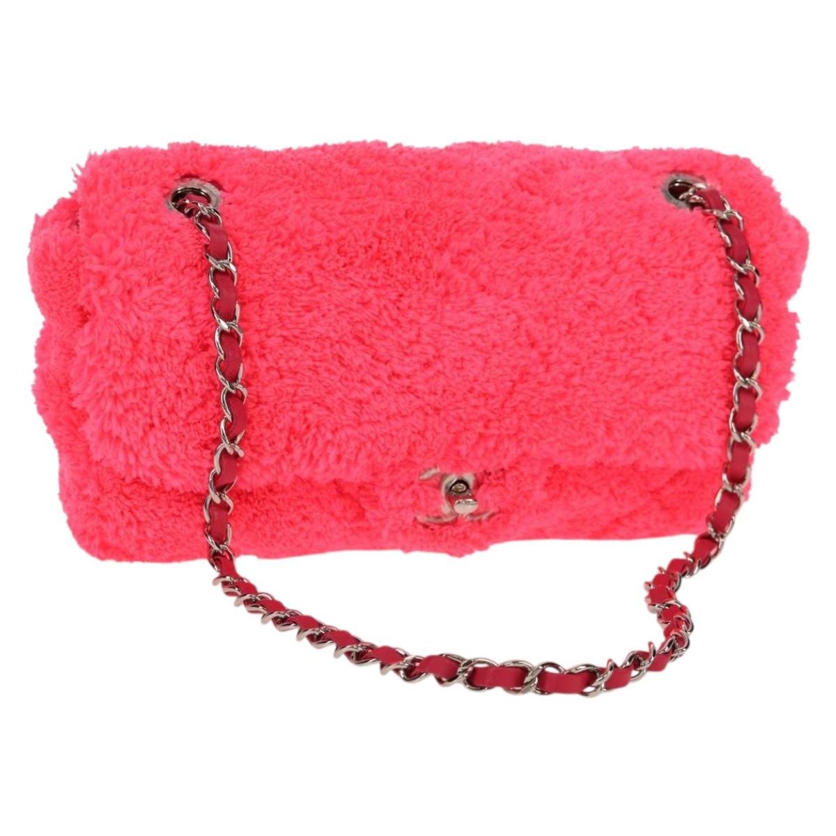 CHANEL Matelasse 25 Chain Shoulder Bag Pile Pink Silver CC Auth 142100SM