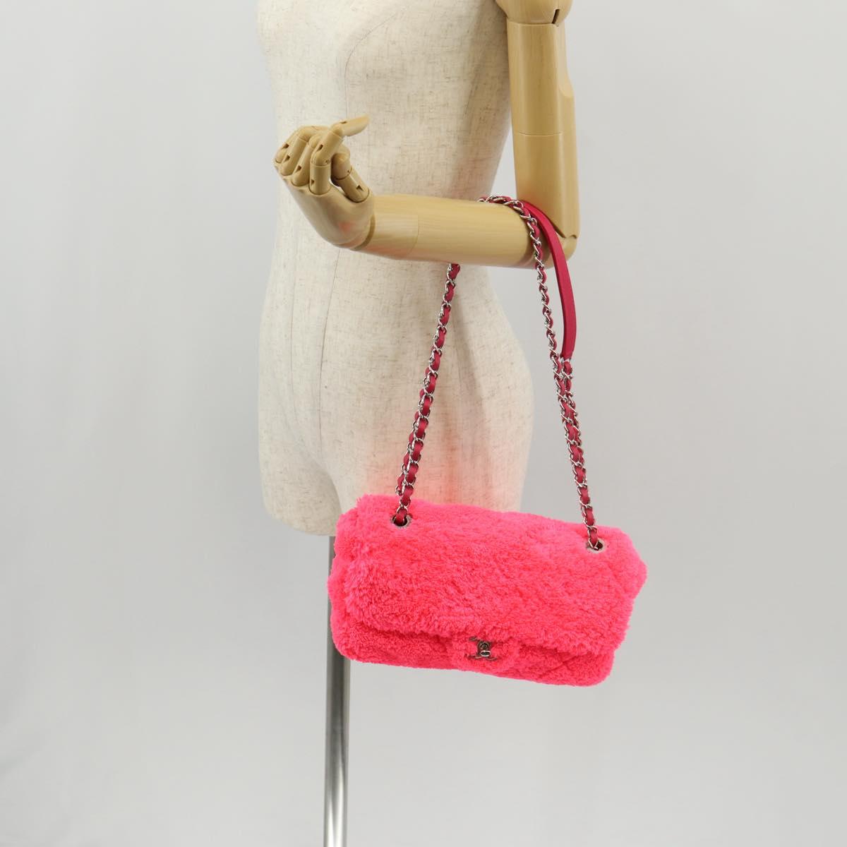 CHANEL Matelasse 25 Chain Shoulder Bag Pile Pink Silver CC Auth 142100SM