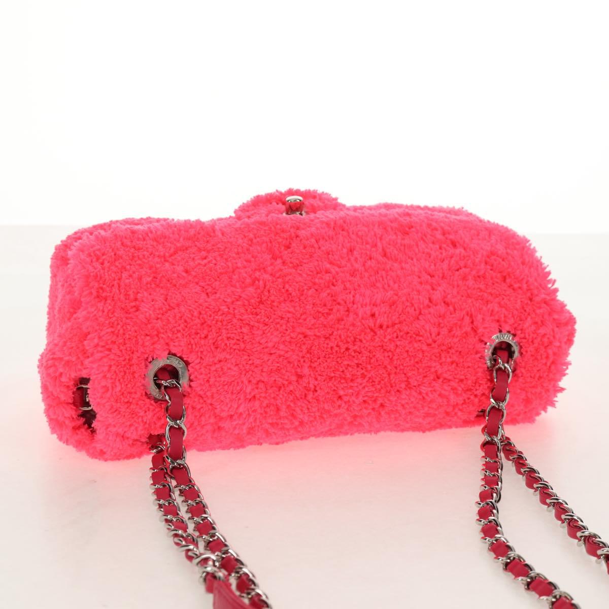 CHANEL Matelasse 25 Chain Shoulder Bag Pile Pink Silver CC Auth 142100SM