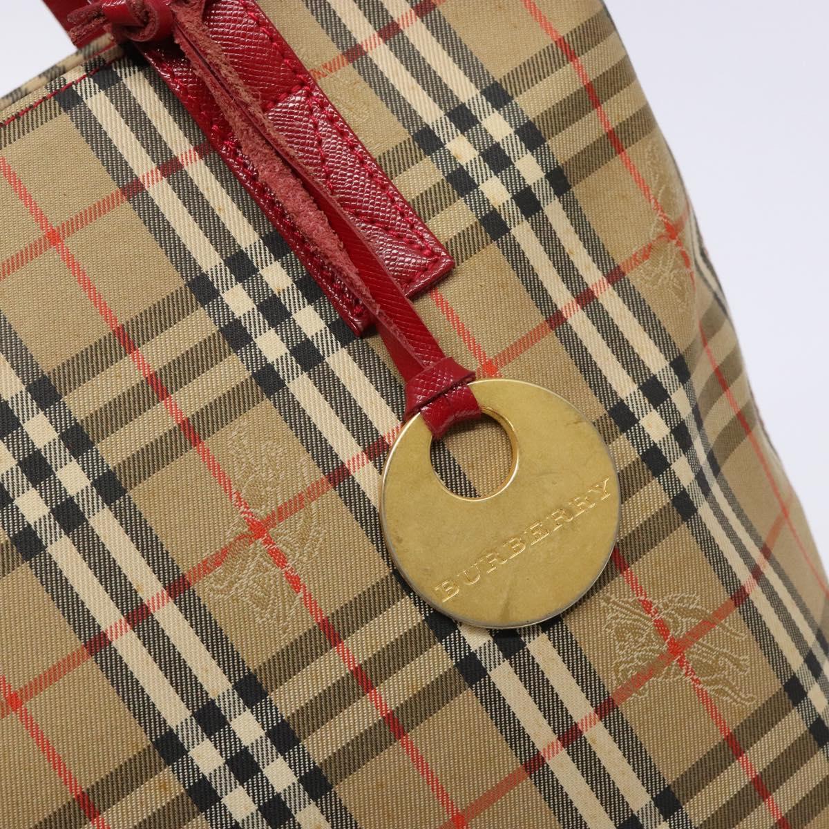 BURBERRY Nova Check Tote Bag Canvas Beige Gold Auth 142111