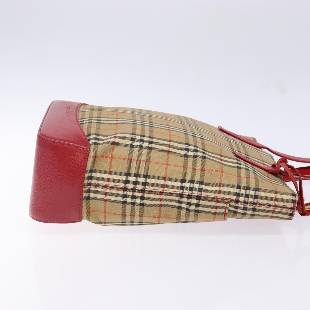 BURBERRY Nova Check Tote Bag Canvas Beige Gold Auth 142111