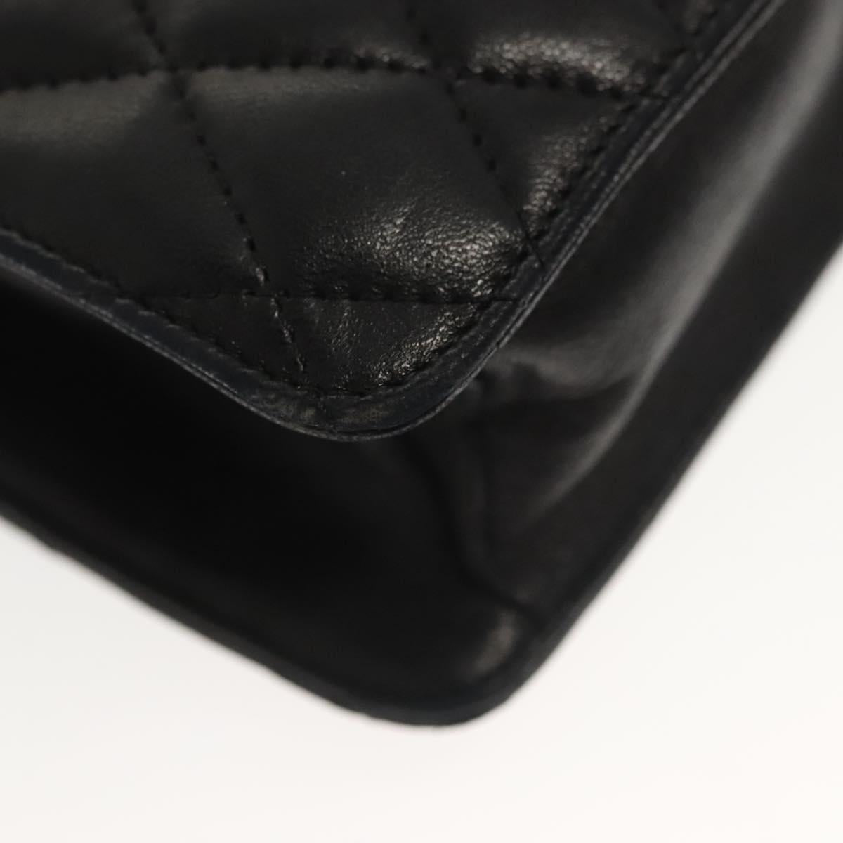 BALLY Chain Shoulder Bag Leather Black Gold Auth 142113