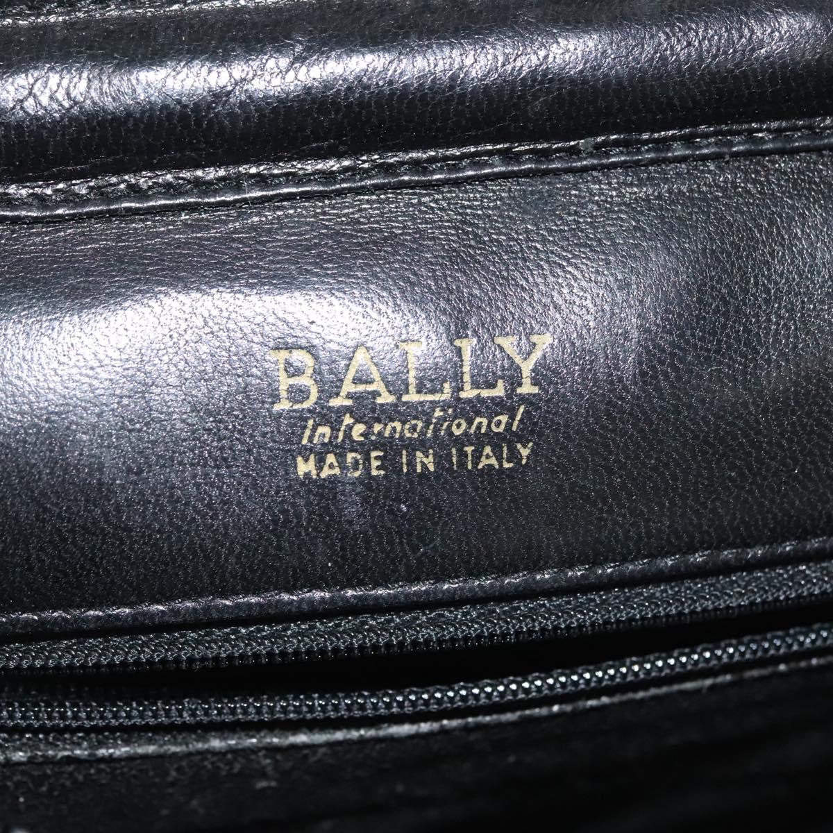 BALLY Chain Shoulder Bag Leather Black Gold Auth 142113