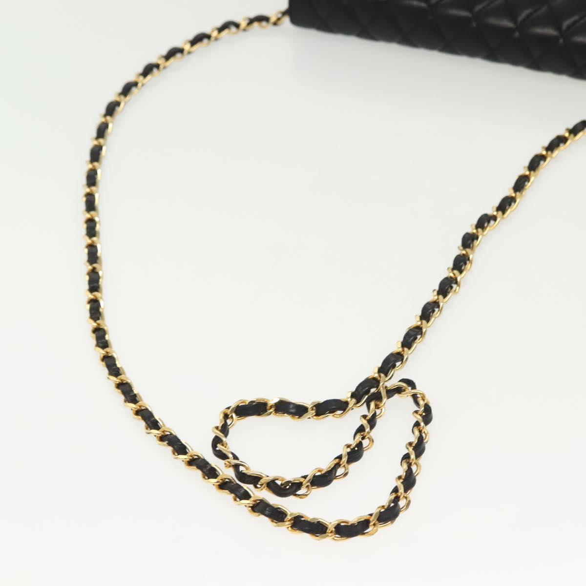 BALLY Chain Shoulder Bag Leather Black Gold Auth 142113