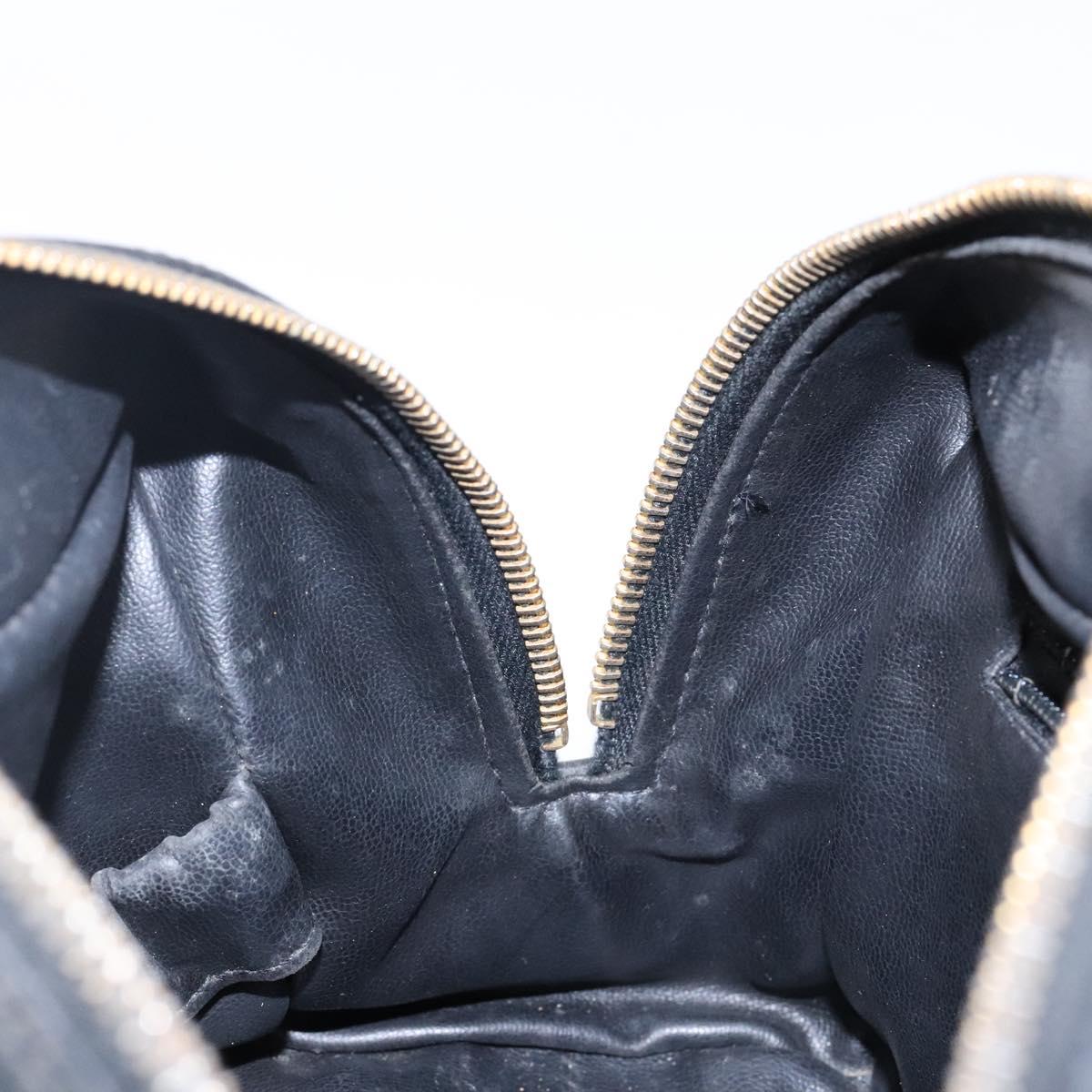 CHANEL Matelasse Pouch Leather Black Gold CC Auth 142115