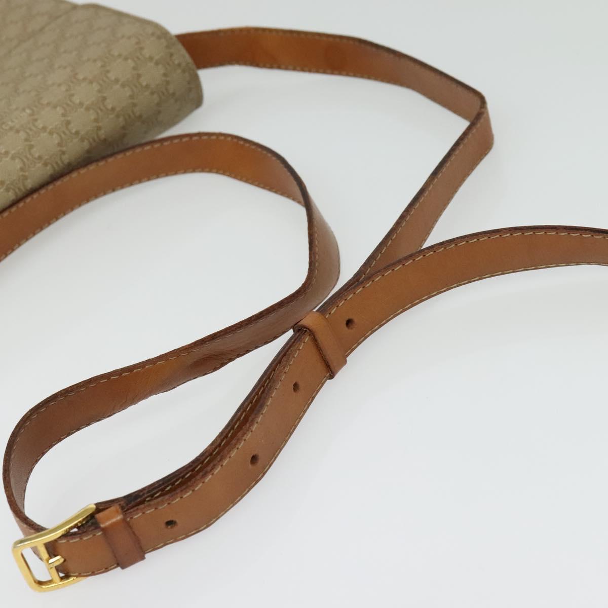 CELINE Macadam Canvas Shoulder Bag PVC Beige Gold Auth 142119