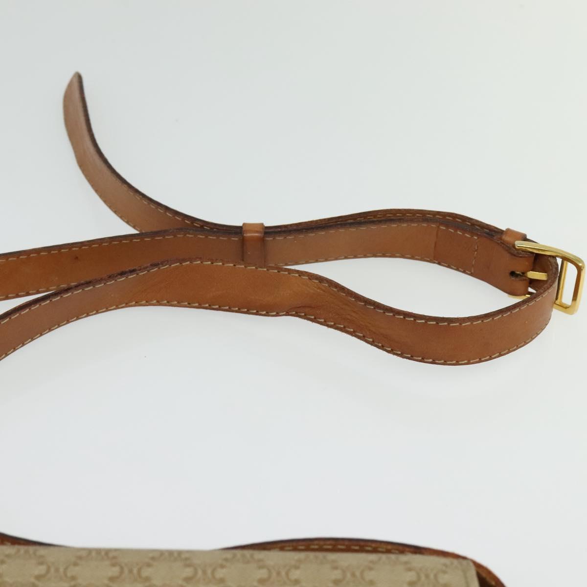 CELINE Macadam Canvas Shoulder Bag PVC Beige Gold Auth 142119