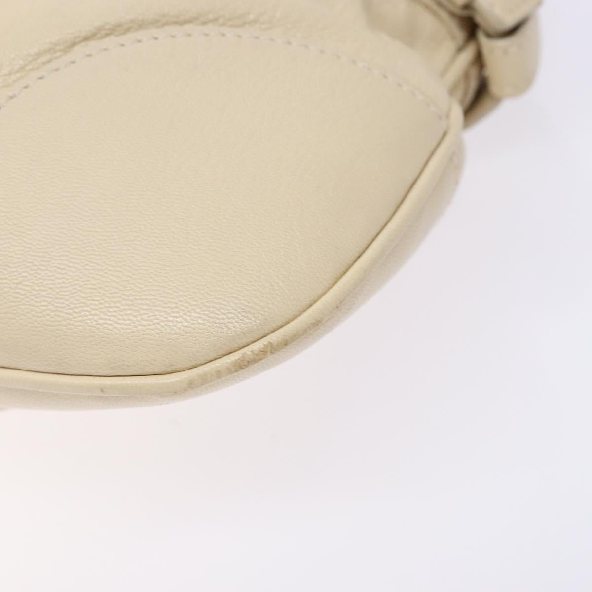 Salvatore Ferragamo Gancini Hand Bag Leather Ivory Silver Auth 142123